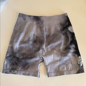 Darc Sport Grey Tie-Dye High-Waist Bike Shorts